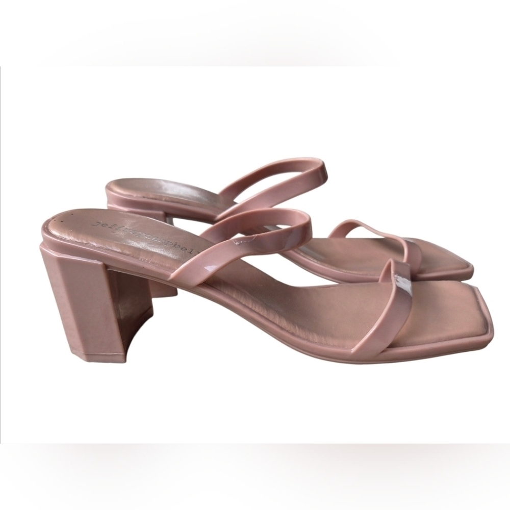 Jeffrey Campbell Jamm-3 Jelly Slide Sandals Block Heel Pink Size 7